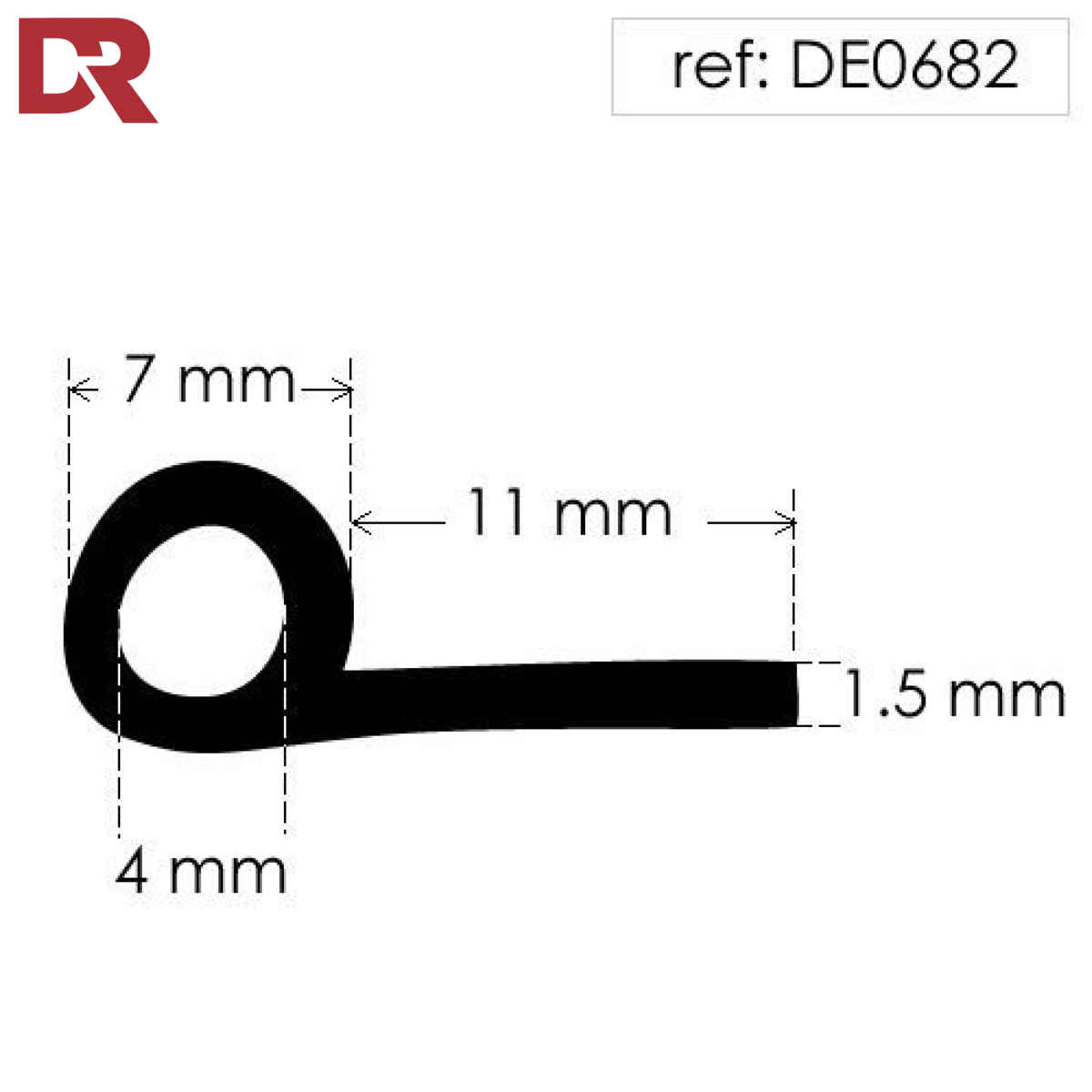 Rubber P Seal Hollow Piping Section DE0682