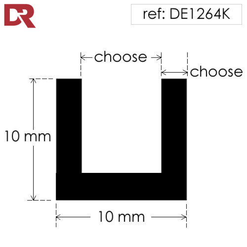Square Rubber U Channel Extrusion DE1264K