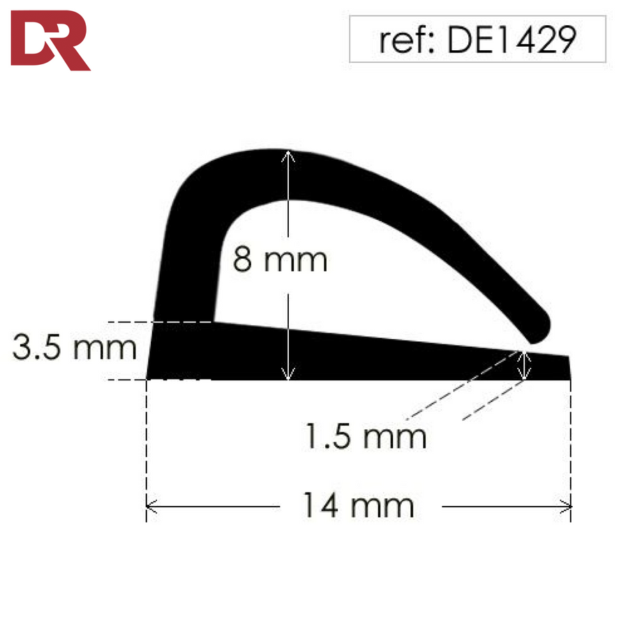 Rubber Door Seal Extrusion DE1429