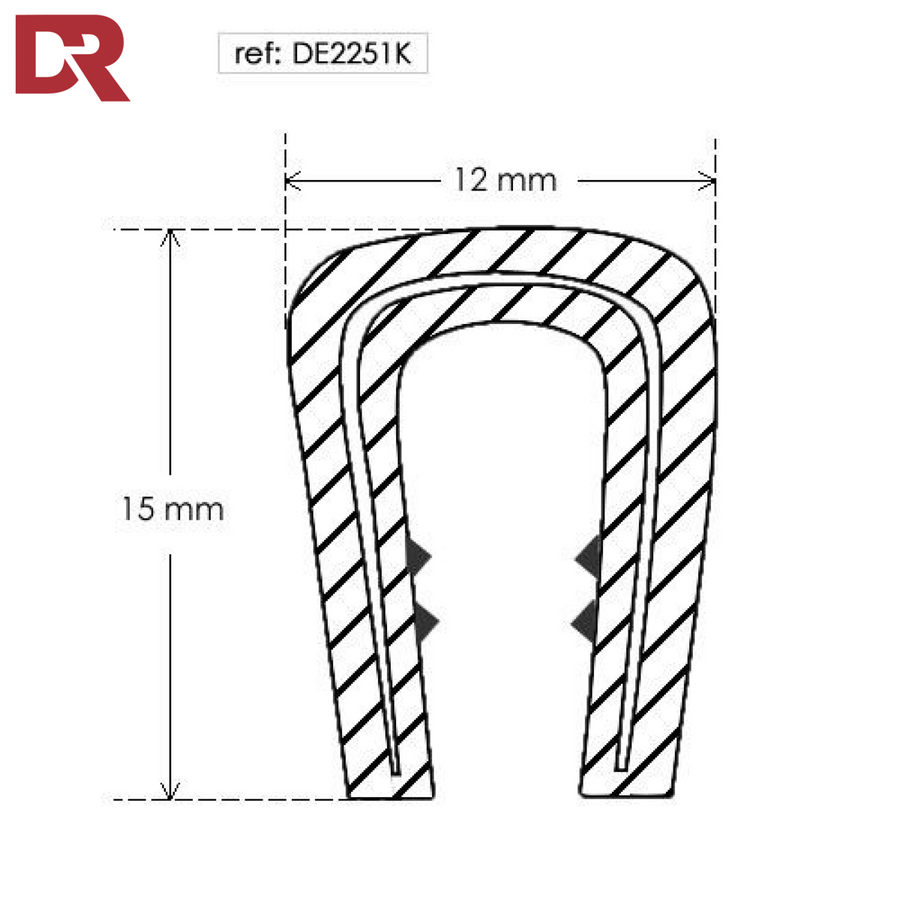 Flexible self grip rubber seal extrusion DE2251K