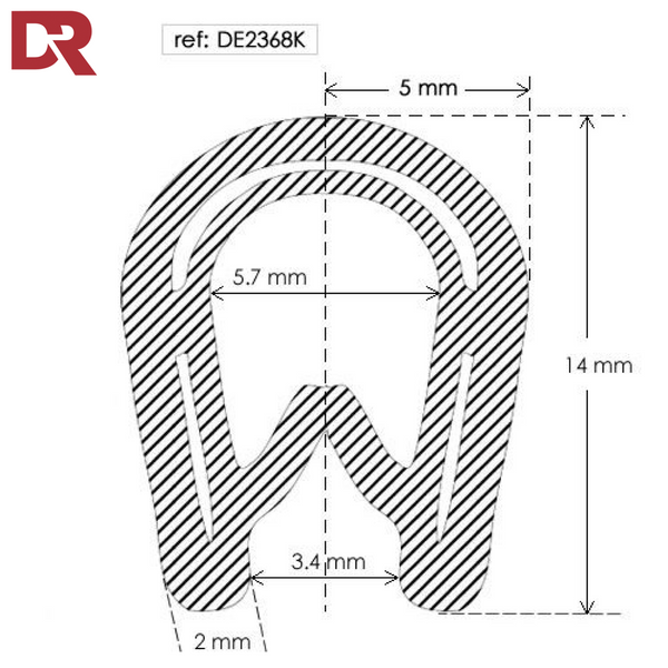 Flexible self grip rubber seal extrusion DE2368K