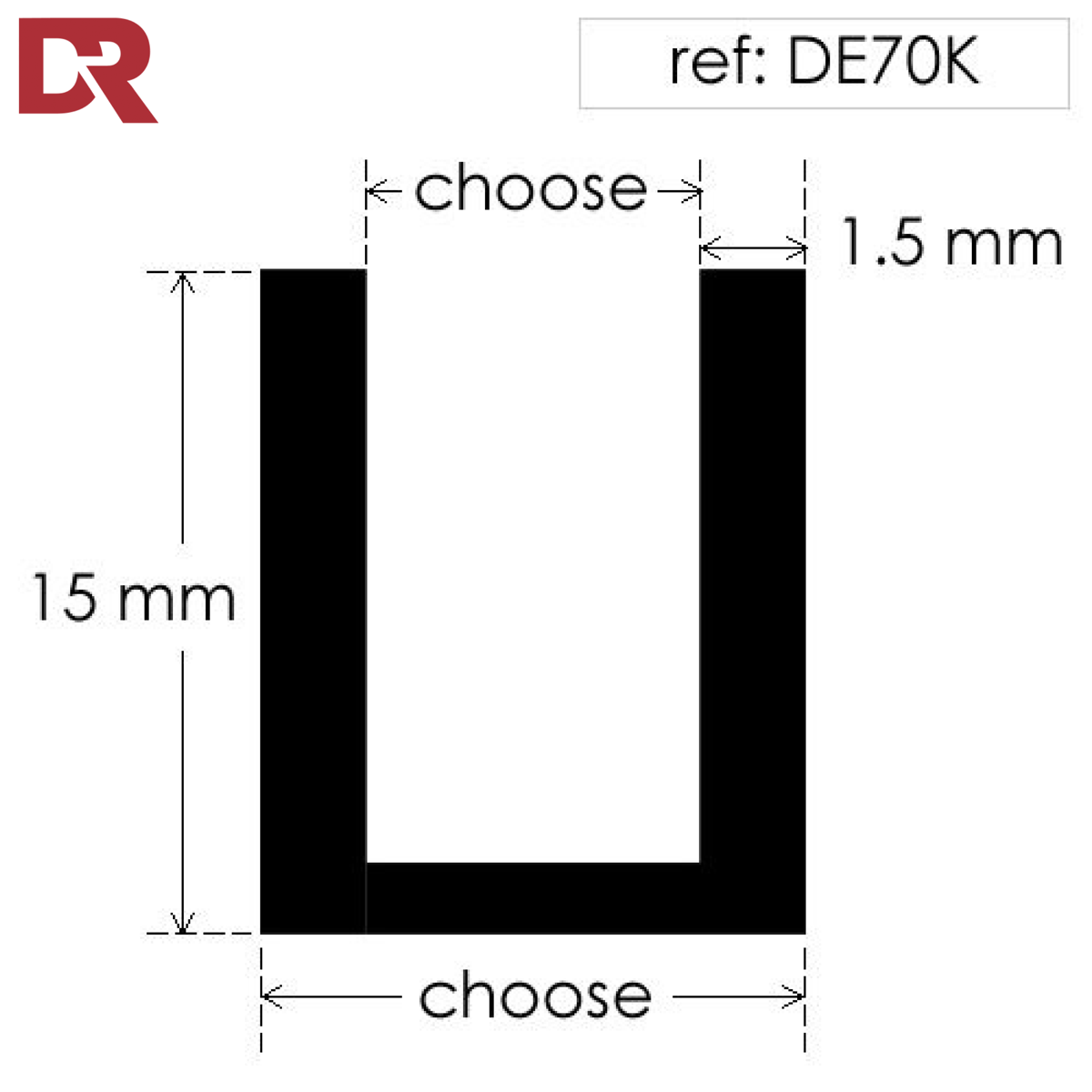 Square U Channel Extrusion DE70K