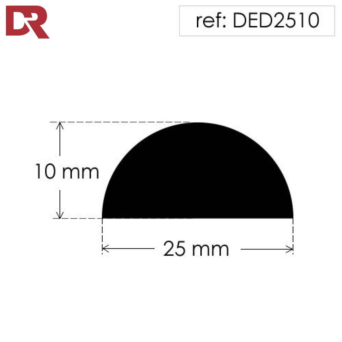 Solid rubber D section fender
