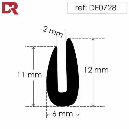 Rubber U Channel Seal DE0728N