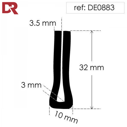 Rubber U channel DE0883