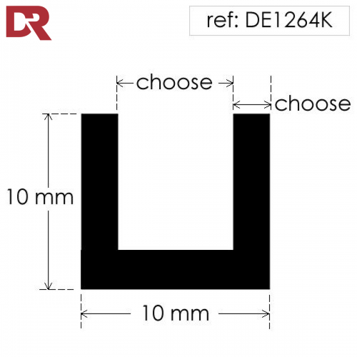 Rubber U Channel for various panel widths in a choice of lengths
