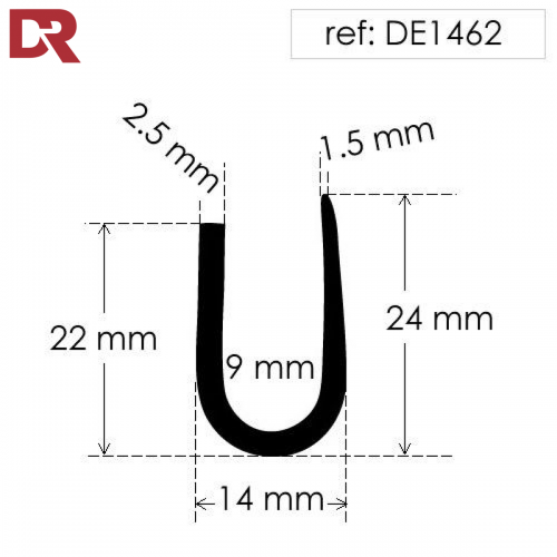 Rubber U Channel Seal DE1462K