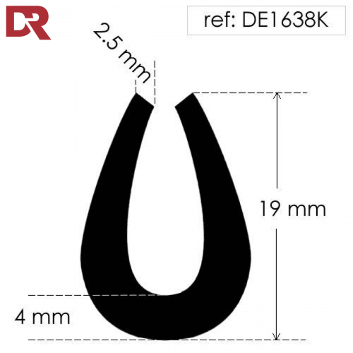 Rubber U Channel Seal DE1638K