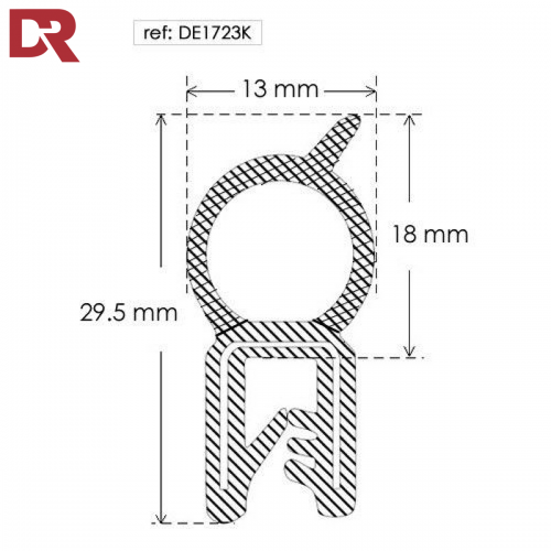 Flexible self grip rubber seal extrusion DE1723K