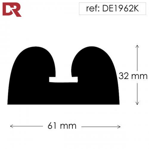 Solid rubber double D shaped fender available in a choice of lengths.